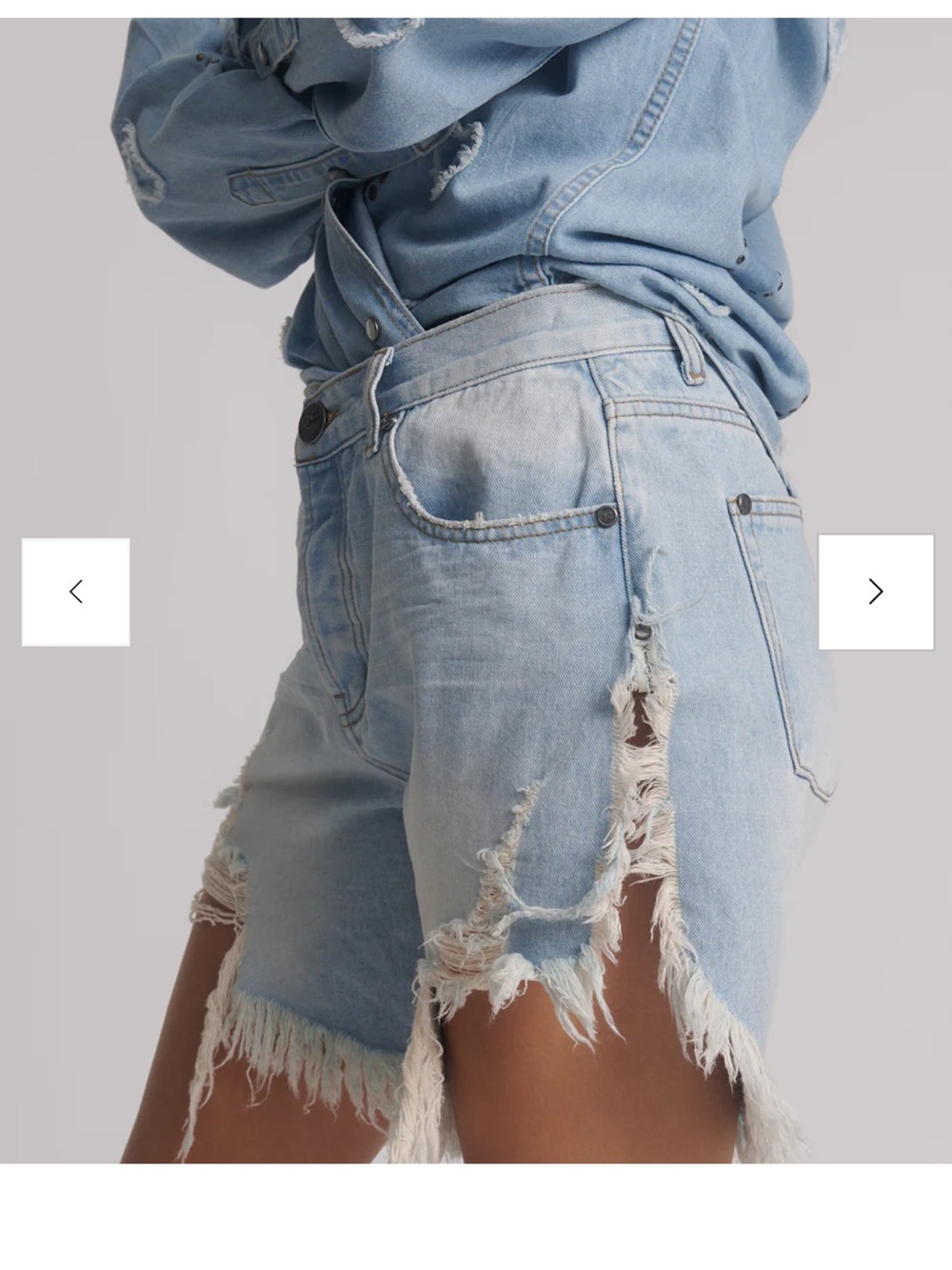One Teaspoon Light Blue Distressed Denim Cutoff Shorts - Picture 3 of 7